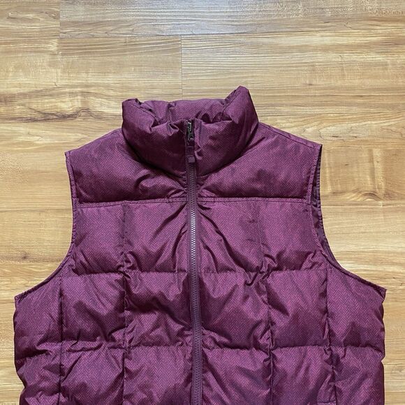 LANDS END L Plum Purple Herringbone Puffer Full Zip Down Feather Vest Outdoor - Picture 10 of 16
